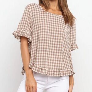 Petal & Pup Khloer Top- Beige Plaid